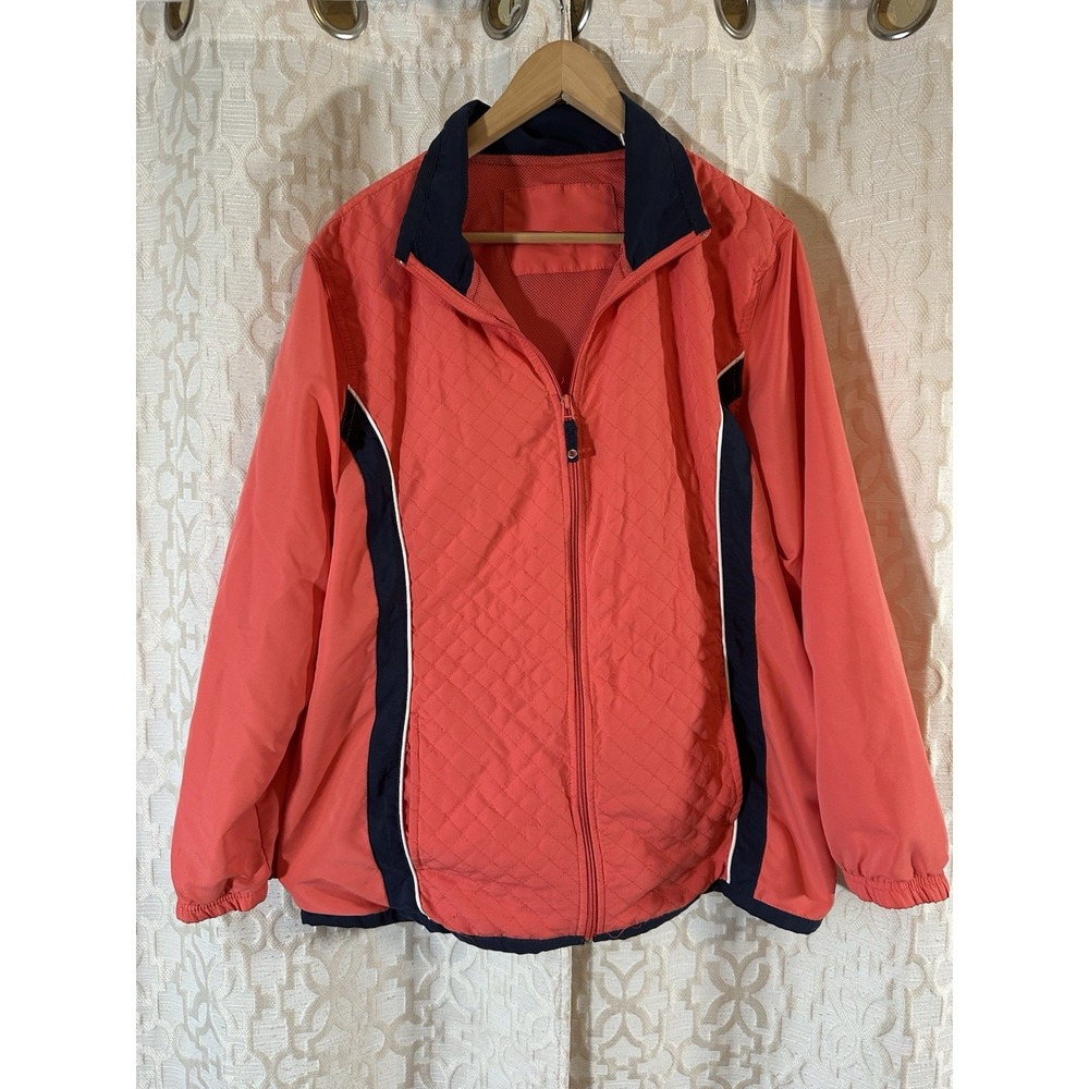 Three Hearts Womens Jacket Coral Quilted Mock Neck Full Zip Mesh Lined Size 1X